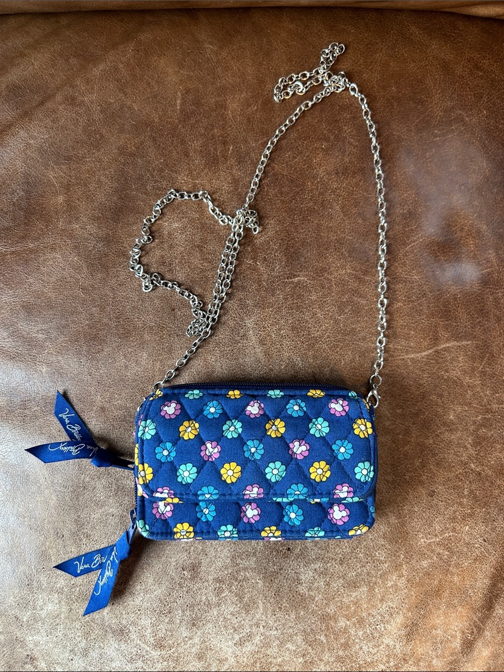 Floral Navy Crossbody Bag with Chain Strap